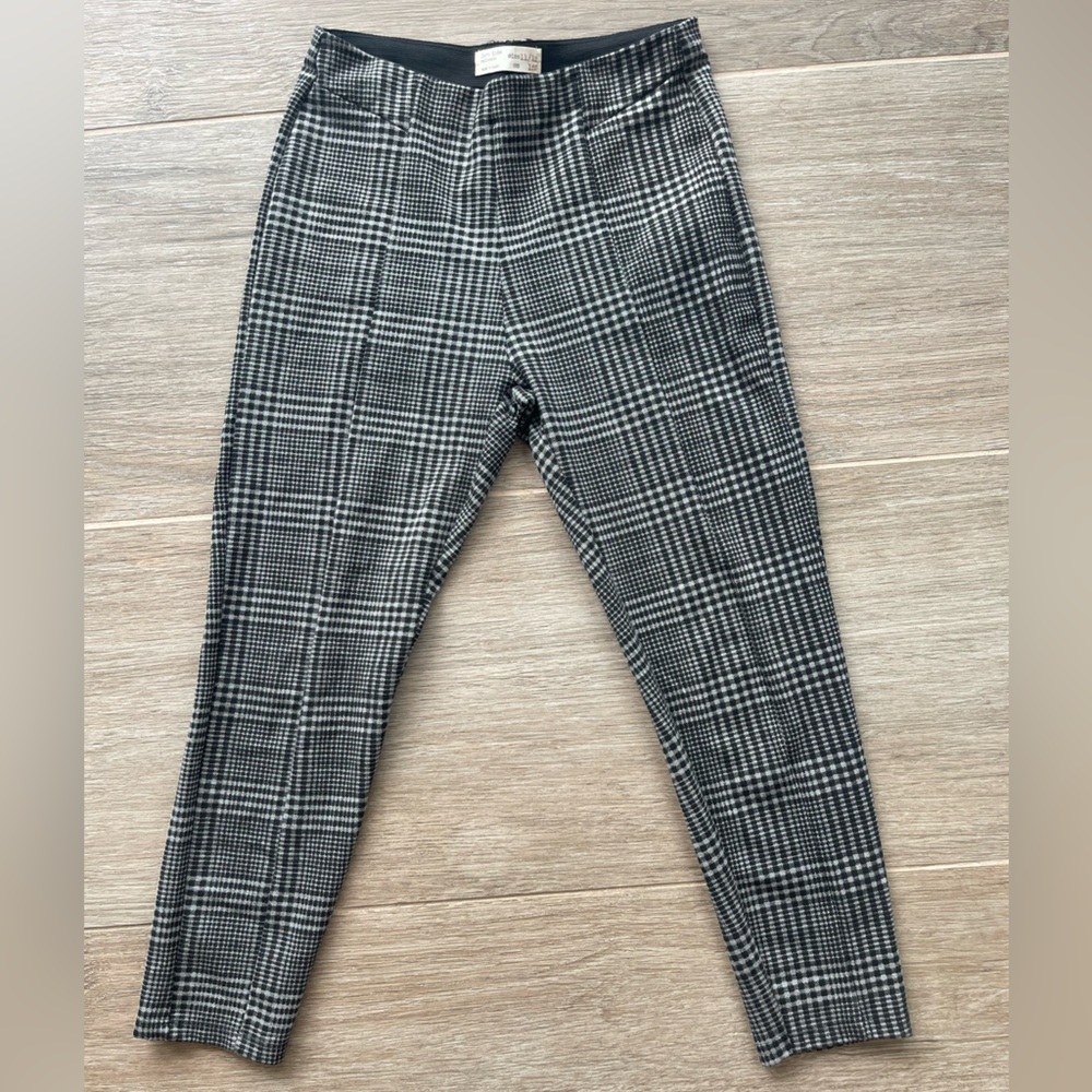 Zara Kids Collection Plaid Ponte Pull-On Pants Grey and Black Size 11/12